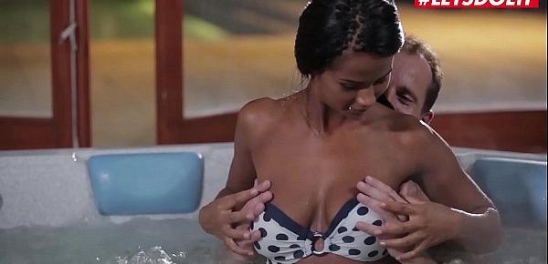  LETSDOEIT - Big Tits Ebony Teen Isabella Chrystin Got Pussy Licked And Hardcore Fucked By Horny Daddy On A Hot Tub